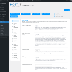 Page screenshot: Settings &rarr; FastCache Settings