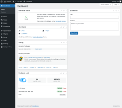 Page screenshot: Dashboard &lsaquo; Test site &mdash; WordPress