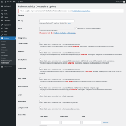 Page screenshot: Settings &rarr; Fathom Analytics Conversions