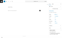 Page screenshot: Add New Post &lsaquo; Test site &mdash; WordPress