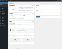 Page screenshot: Dashboard &lsaquo; Test site &mdash; WordPress