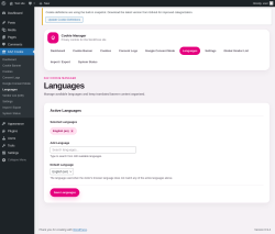 Page screenshot: FAZ Cookie &rarr; Languages