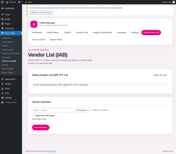 Page screenshot: FAZ Cookie &rarr; Vendor List (IAB)