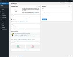 Page screenshot: Dashboard &lsaquo; Test site &mdash; WordPress