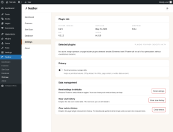 Page screenshot: Feather &rarr; Settings
