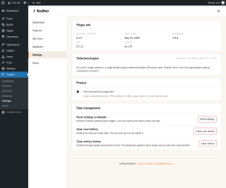 Page screenshot: Feather &rarr; Settings
