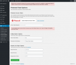 Page screenshot: Feed Them → Pinterest Options