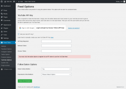 Page screenshot: Feed Them → YouTube Options