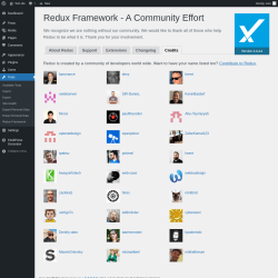 Page screenshot: Tools &rarr; Redux Framework &rarr; 
                    Credits                