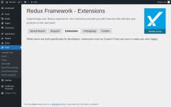Page screenshot: Tools &rarr; Redux Framework &rarr; 
                    Extensions                