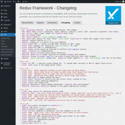 Page screenshot: Tools &rarr; Redux Framework &rarr; 
                    Changelog                