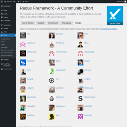 Page screenshot: Tools &rarr; Redux Framework &rarr; 
                    Credits                