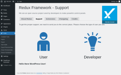 Page screenshot: Tools &rarr; Redux Framework &rarr; 
                    Support                