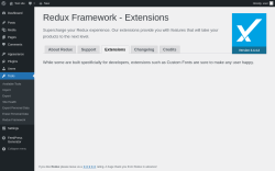 Page screenshot: Tools &rarr; Redux Framework &rarr; 
                    Extensions                