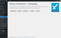 Page screenshot: Tools &rarr; Redux Framework &rarr; 
                    Changelog                