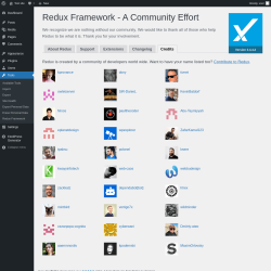 Page screenshot: Tools &rarr; Redux Framework &rarr; 
                    Credits                