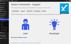 Page screenshot: Tools &rarr; Redux Framework &rarr; 
                    Support                