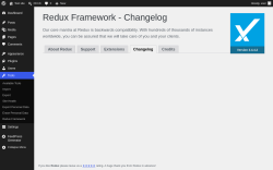 Page screenshot: Tools &rarr; Redux Framework &rarr; 
                    Changelog                