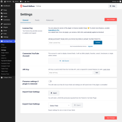 Page screenshot: YouTube Feed &rarr; Settings