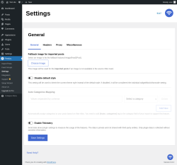 Page screenshot: Feedzy → Settings