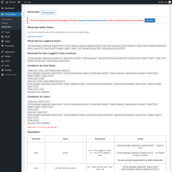 Page screenshot: File Manager &rarr; Shortcodes