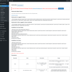 Page screenshot: File Manager → Shortcodes
