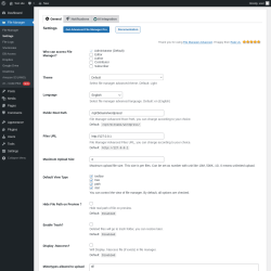 Page screenshot: File Manager &rarr; Settings