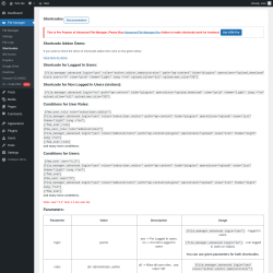 Page screenshot: File Manager &rarr; Shortcodes