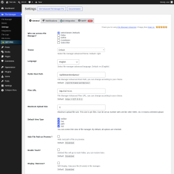 Page screenshot: File Manager &rarr; Settings