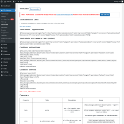 Page screenshot: File Manager → Shortcodes