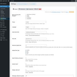 Page screenshot: File Manager &rarr; Settings