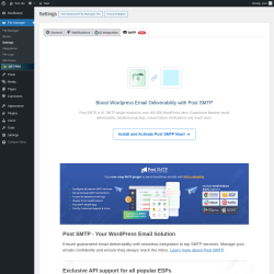 Page screenshot: File Manager &rarr; Settings &rarr;  SMTP FREE