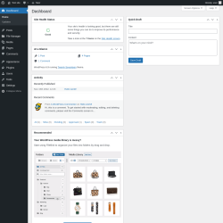 Page screenshot: Dashboard &lsaquo; Test site &mdash; WordPress