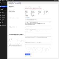 Page screenshot: File Manager &rarr; Settings &rarr; User Role Restrictions