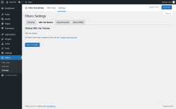Page screenshot: Filters → Settings → URL Var Names