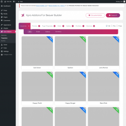 Page screenshot: Xpro Addons → Templates