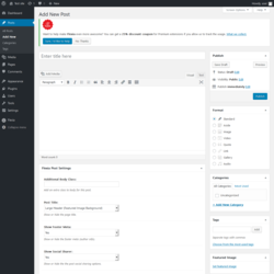 Page screenshot: Add New Post ‹ Test site — WordPress
