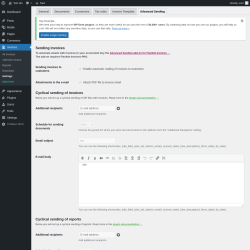 Page screenshot: Invoices → Settings → Advanced Sending