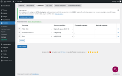 Page screenshot: Invoices → Settings → Currencies