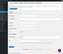 Page screenshot: Invoices → Settings