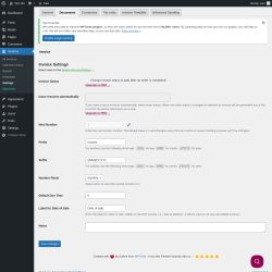 Page screenshot: Invoices → Settings → Documents