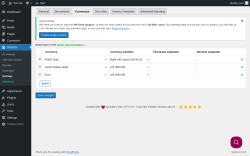 Page screenshot: Invoices → Settings → Currencies