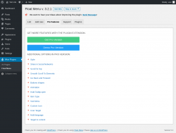 Page screenshot: Wow Plugins → Float Menu → Pro Features