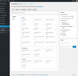 Page screenshot: Wow Plugins → Float Menu → Add new