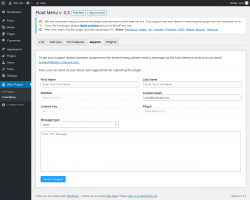 Page screenshot: Wow Plugins → Float Menu → Support