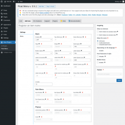 Page screenshot: Wow Plugins → Float Menu → Add new