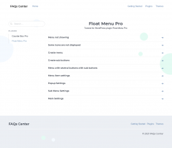 Page screenshot: Wow Plugins → Float Menu → Documentation