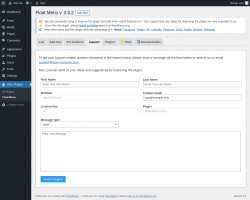 Page screenshot: Wow Plugins → Float Menu → Support