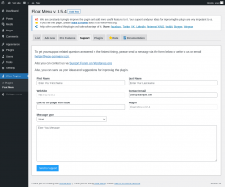 Page screenshot: Wow Plugins → Float Menu → Support