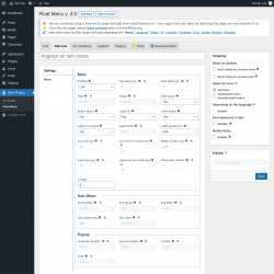 Page screenshot: Wow Plugins → Float Menu → Add new